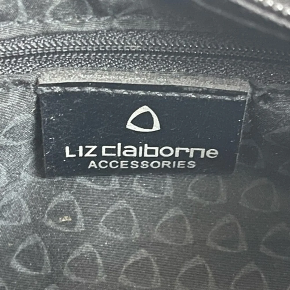 Liz Claiborne Black Patent Leatherette Shoulder Bag Glossy Medium Purse Vintage